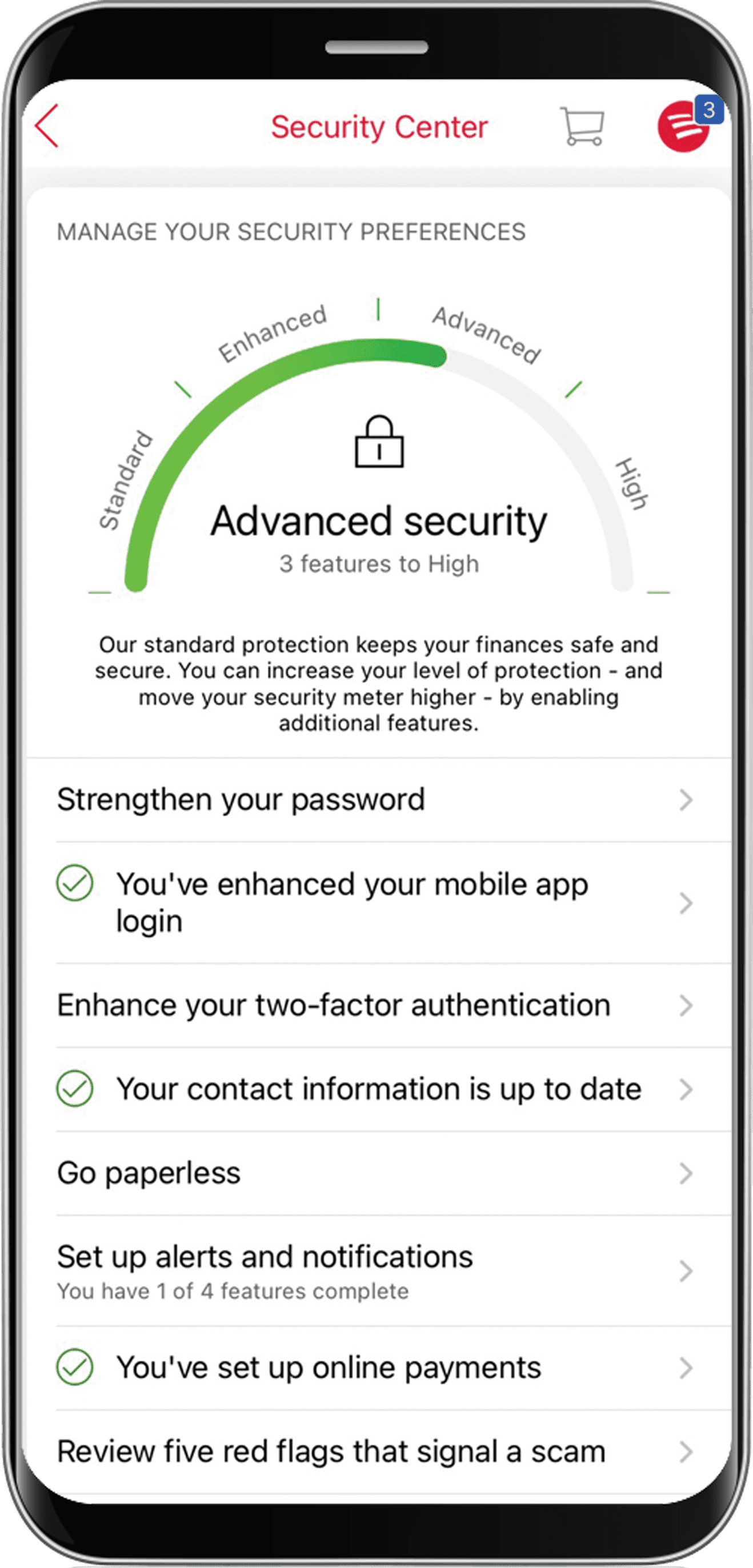Security meter on phone