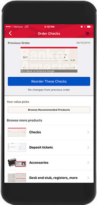 checkbook order bank of america