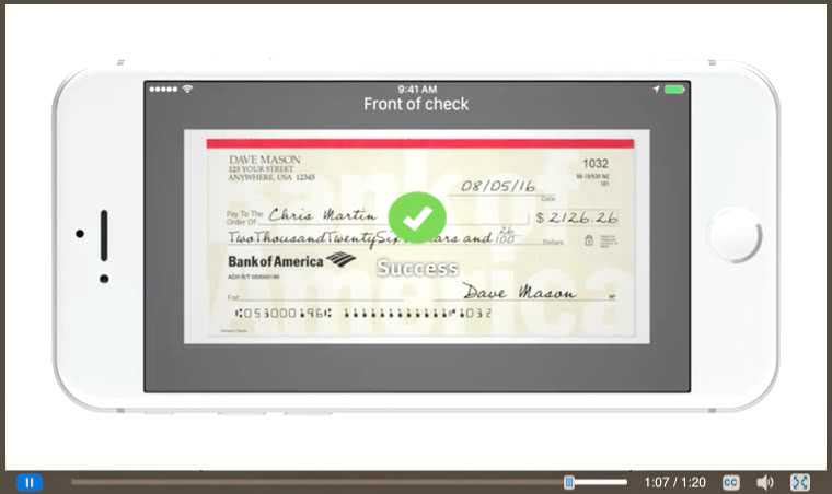 bank of america mobile app check deposit